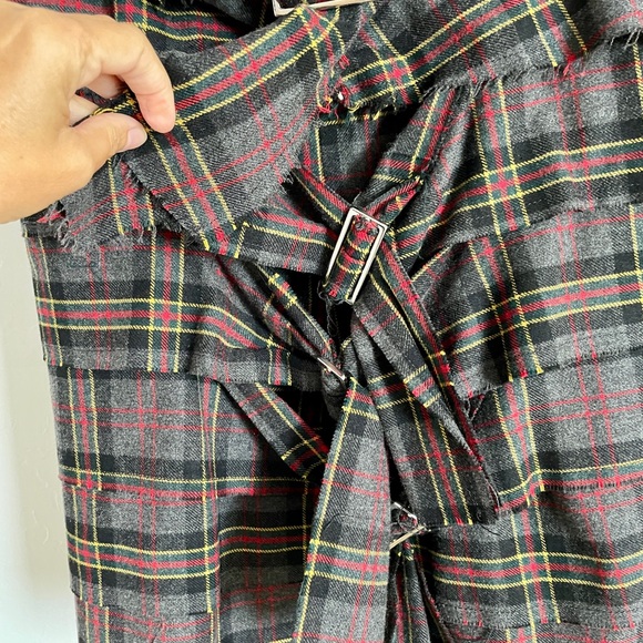 FORNARINA Italy PLAID Wool PUNK Rock GRAFFITI and BUCKLES SKIRT Size Medium - Picture 12 of 15